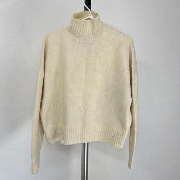 Zara Wool Blend Cream Highneck Pullover Sweater Sz S - Picture 2 of 13